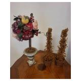 Mixed Lot: Floral Topiary & Marcel Schurman Amber Beaded Trees (Lot of 3)