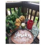 Garden Decor Mixed Lot With Hanging Baskets, Lanterns & Sign