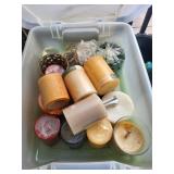 Assorted Candle Mixed Lot in Storage Tote