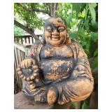 Laughing Buddha Statue Black and Gold Finish