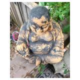 Laughing Buddha Statue Black and Gold Finish
