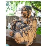 Laughing Buddha Statue Black and Gold Finish
