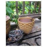 Wicker Plant Stand Ceramic Planters Topiary Decor Mixed Lot