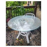 White Wicker Glass Top Patio Dining Set (5-Piece)
