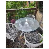 White Wicker Glass Top Patio Dining Set (5-Piece)
