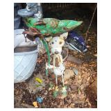 Metal Mouse Garden Statue With Leaf Umbrella