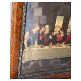 Vintage Framed Last Supper Religious Print Wood Frame 24 Inch Long