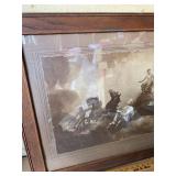 Antique Framed Sepia Classical Mythological Art Print Wood Frame