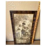 Vintage Framed Classical Figural Print Faux Wood Frame Wall Art 34in