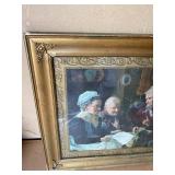 Framed Print The Sewing Circle Ornate Gold Tone Frame Vintage Decor