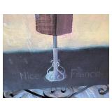 French Boutique Fashion Canvas Wall Art w Metal Scroll Frame Decor