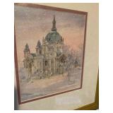 H. Wells Walfoort Framed St. Paul Cathedral Print Signed Winter Scene