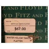 Fitz and Floyd Christmas Santa Figurine & Platter Pair in Boxes