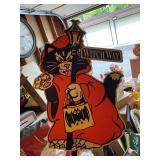 Vintage Impact Plastics Halloween Black Cat Witch Way Lighted Decor