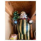 Large Santa Christmas Decor Figure Green Gold Striped Suit See Photos