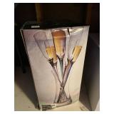 Artland Handblown Champagne Flutes Set of 6 Colored Stems Boxed
