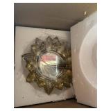 Amber Sunburst Glass Decorative Dishes Set of 2 Boxed Faceted Decor