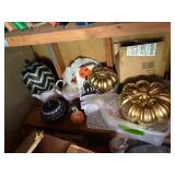 Decorative Pumpkin Set Gold Metallic & Black Glitter Halloween Fall