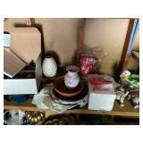 Mixed Ceramic Decor Lot Mugs Vase Figurines Bowls Assorted Shelf Group
