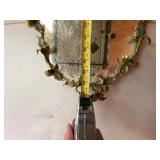 Vintage Gold Tone Tole Ivy Wall Mirror 25in Tall Heavy Patina