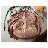 Vintage Religious Keepsake Group Rosaries Satin Lace Purse Baby Rattle