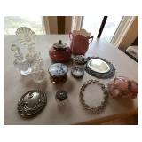Vintage Vanity Decor Lot Glass Perfume Bottles Mirror Box Vase Jewelry