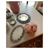 Vintage Vanity Decor Lot Glass Perfume Bottles Mirror Box Vase Jewelry
