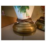 Pair of Vintage Table Lamps Floral Ceramic & Figural Child Lamps