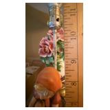 Pair of Vintage Table Lamps Floral Ceramic & Figural Child Lamps