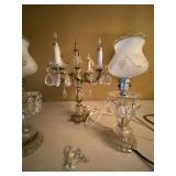 Vintage Prism Boudoir Lamps & 3-Light Candelabra Lamp Set of 3