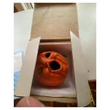 Vintage Papier-Mache, (double sided faces) Jack O Lantern Halloween Basket 5in Two-Sided