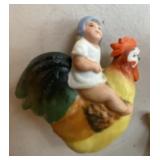 Vintage Figural Decor Group Pig Head Mug Rooster Rider Swimmer Bird