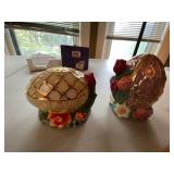 Mixed Easter Decor Lot Bunny Figurines Plates Candles Plush Ornaments