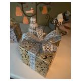 5 Pc Christmas Tabletop Decor Set Gift Boxes Tree Sleigh Candle Holder