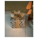 5 Pc Christmas Tabletop Decor Set Gift Boxes Tree Sleigh Candle Holder