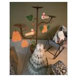 5 Pc Christmas Tabletop Decor Set Gift Boxes Tree Sleigh Candle Holder