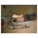 5 Pc Christmas Tabletop Decor Set Gift Boxes Tree Sleigh Candle Holder
