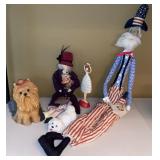 Assorted Decorative Dolls & Figurines Uncle Sam Yorkie Angel Set