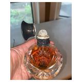 Vintage Cut Glass Perfume Bottle Hinged Silver Tone Lid Monogram PR