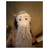 Large Handmade Folk Art Bearded Man Cloth Doll Figure Rustic Decor