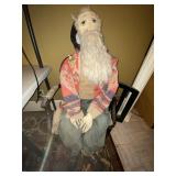 Large Handmade Folk Art Bearded Man Cloth Doll Figure Rustic Decor