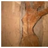 Pair Contemporary Framed Abstract Figural Wall Art Gold Frames