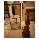 Decorative Glass Shelf Stand & Pedestal Candle Holder Set, Good