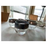 Vintage Silverplate & Glass Serving Lot Tray Coasters Flatware Set