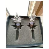Kate Spade Glass Bowl & 6 Waterford Crystal Star Bottle Stoppers