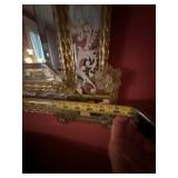 Pair of Venetian Style Eglomise Wall Mirrors Applied Glass Floral Trim