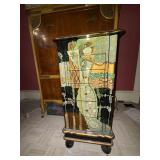 Painted Jewelry Armoire Cabinet w Mirror & Side Doors Klimt Style