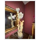 Figural Table Lamp 4 Light Frosted Glass Shades 36in Classical Lady