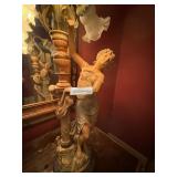 Figural Table Lamp 4 Light Frosted Glass Shades 36in Classical Lady