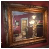 Large Ornate Framed Wall Mirror Bronze Gold Tone 52x35 Good